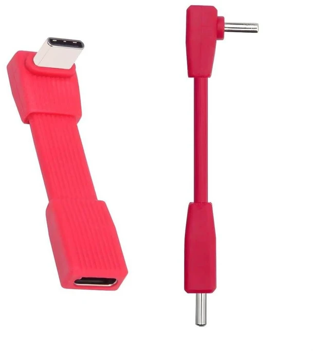 Main image of AJMRTC 2 Pack Short Flat USB4 Type-C Cable, 90 Degree Angled USB-C Male to Male / Male to Female Extension Cord, 80Gbps Data, 8K@60Hz Video, PD 240W Fast Charge, 2.01 Inch & 2.64 Inch Length, Red