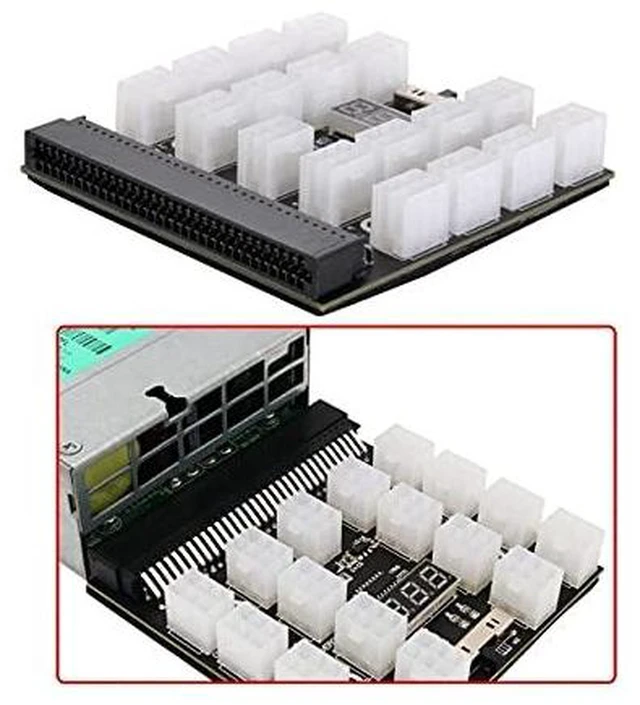 Alt view image 2 of 7 - AJMRTC 1200W Server PSU Breakout Board, 17-Port ATX 6Pin PCIe Power Adapter Board, Compatible with DPS-800GB, DPS-1200FB, DPS-1200QB Server Power Supply for GPU Mining and Bench Power