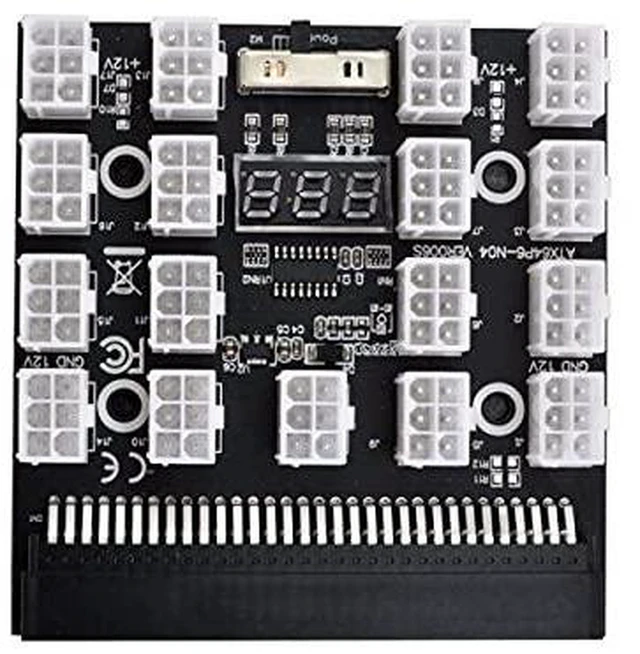 Alt view image 6 of 7 - AJMRTC 1200W Server PSU Breakout Board, 17-Port ATX 6Pin PCIe Power Adapter Board, Compatible with DPS-800GB, DPS-1200FB, DPS-1200QB Server Power Supply for GPU Mining and Bench Power