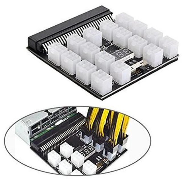Alt view image 4 of 7 - AJMRTC 1200W Server PSU Breakout Board, 17-Port ATX 6Pin PCIe Power Adapter Board, Compatible with DPS-800GB, DPS-1200FB, DPS-1200QB Server Power Supply for GPU Mining and Bench Power