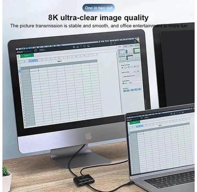 Alt view image 5 of 6 - AJMRTC USB-C Bi-Directional KVM Switch 1x2 2x1 USB 3.1 Data Video Switcher, 8K@30Hz Type-C Splitter for Laptop, PC, Monitor, Docking Station
