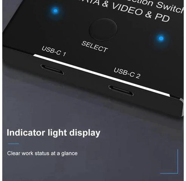 Alt view image 4 of 6 - AJMRTC USB-C Bi-Directional KVM Switch 1x2 2x1 USB 3.1 Data Video Switcher, 8K@30Hz Type-C Splitter for Laptop, PC, Monitor, Docking Station