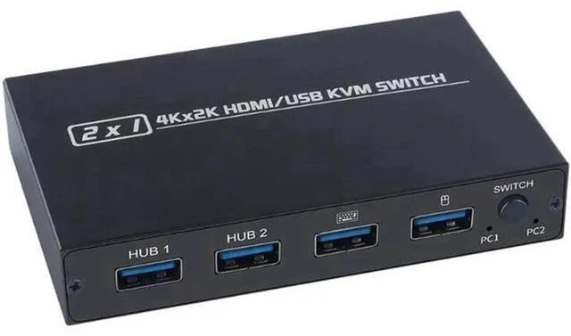 Alt view image 2 of 6 - AJMRTC AM-KVM 201CL 2-Port HDMI-Compatible USB KVM Switch, 2 Computers Share 1 Monitor, Keyboard and Mouse Set, 4K@30Hz Manual KVM Selector for PC Laptop