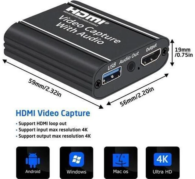 Alt view image 7 of 7 - AJMRTC 4K HDMI Game Capture Card with HDMI Loop Out, USB 2.0 Audio Video Capture Adapter for Game Streaming, Live Broadcast, Video Recording