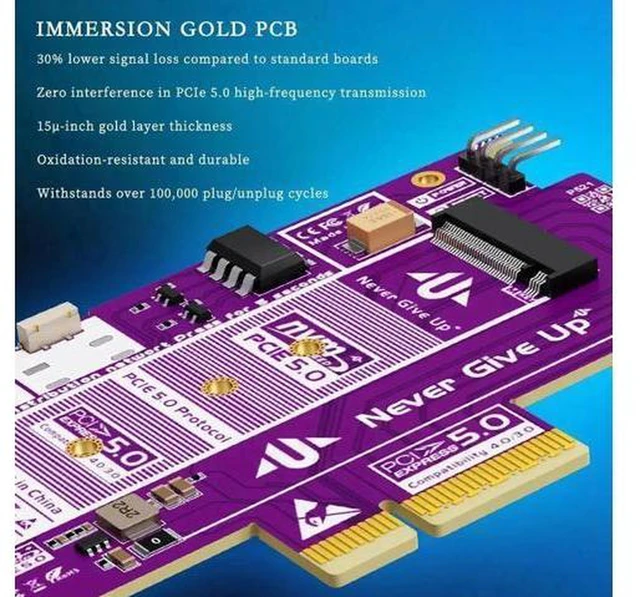 Alt view image 5 of 5 - AJMRTC P521 PCIe 5.0 X4 to M.2 NVMe SSD Adapter Card, 128Gbps High Speed M.2 NVMe Converter with Remote Boot Function for PC Motherboard Storage Upgrade