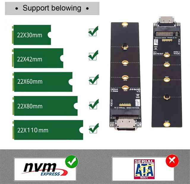 Alt view image 3 of 7 - AJMRTC M.2 NGFF 2280 NVMe PCIe 4.0 M-Key to OCuLink SFF-8612 SFF-8611 Adapter PCBA, PCIe 4.0 x4 High Speed Converter for Motherboard, U.2 SSD and eGPU Dock