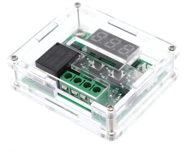 Alt view image 2 of 6 - AJMRTC 2Pcs W1209 Digital Temperature Controller Board with Protective Case, DC 12V Micro Thermostat Module for Heating Cooling Control