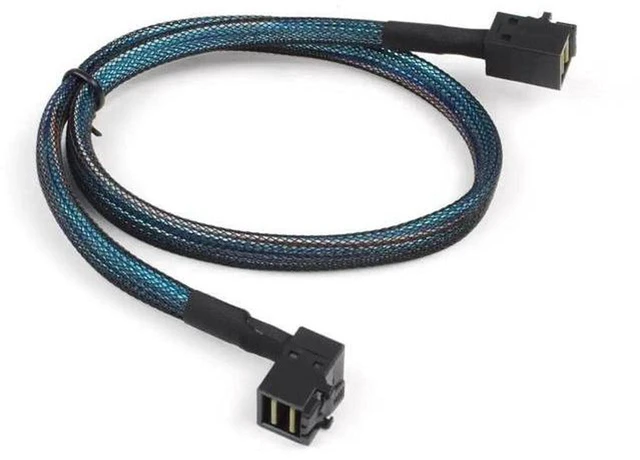 Main image of AJMRTC 2Pcs SFF-8643 Mini-SAS HD 36Pin Right Angle to Straight SFF-8643 Internal Server Cable, High Speed SAS Cable for RAID Card and Hard Drive Backplane
