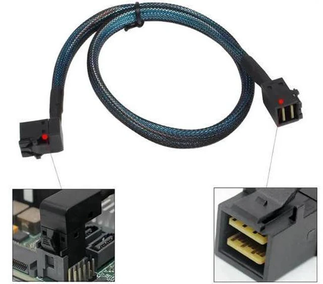 Alt view image 3 of 6 - AJMRTC 2Pcs SFF-8643 Mini-SAS HD 36Pin Right Angle to Straight SFF-8643 Internal Server Cable, High Speed SAS Cable for RAID Card and Hard Drive Backplane