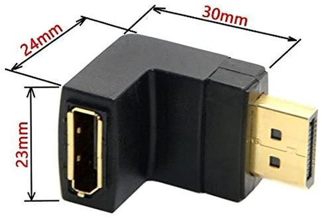 Alt view image 4 of 7 - AJMRTC 90 Degree Up Angled DisplayPort Male to Female Extension Adapter, DP 4K@60Hz Right Angle Connector for Graphics Card, Monitor, Desktop PC