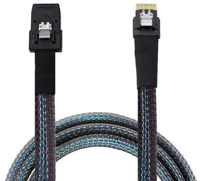 Alt view image 2 of 5 - AJMRTC 2Pcs SFF-8654 4i 38Pin to SFF-8087 Mini SAS Cable, SlimLine SAS 4.0 Host Adapter Cable for Server RAID HBA Storage System
