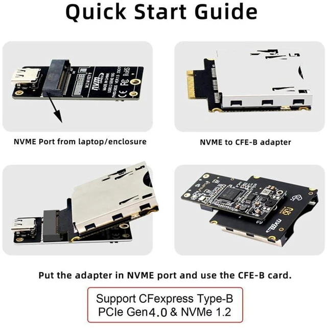 Alt view image 4 of 7 - AJMRTC NGFF M.2 M-Key NVMe to CFexpress Type B Adapter, Full Speed PCIe Expansion CFB Card Converter, Works for Canon R5 Nikon Z6 Z7 Camera Memory Storage