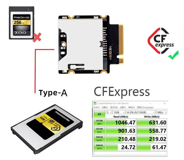 Alt view image 2 of 7 - AJMRTC NGFF M.2 M-Key NVMe to CFexpress Type A Adapter, Full Speed PCIe CFA Extension Converter, DIY Camera Memory Card for Sony Alpha Series Cameras