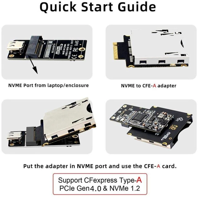 Alt view image 5 of 7 - AJMRTC NGFF M.2 M-Key NVMe to CFexpress Type A Adapter, Full Speed PCIe CFA Extension Converter, DIY Camera Memory Card for Sony Alpha Series Cameras