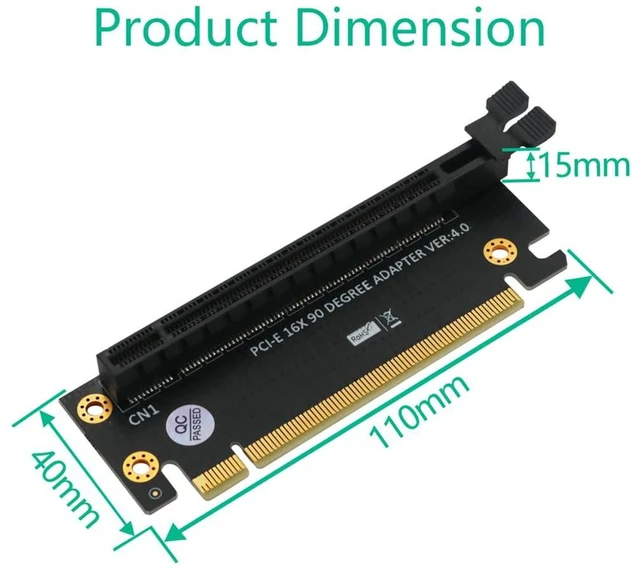 Alt view image 3 of 7 - AJMRTC PCIe 4.0 x16 90 Degree High Speed Riser Card, PCI-Express 3.0 / 4.0 Right Angle Adapter for 1U & 2U Server Chassis