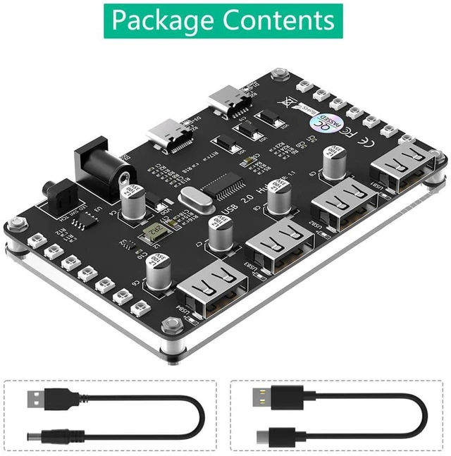 Alt view image 5 of 7 - AJMRTC 4 Port USB 2.0 Hub Splitter with 3528 Colorful LED Indicator, Auxiliary DC Power Port, 480Mbps USB Expander for PC Laptop, Compatible with Windows, Mac OS X, Linux