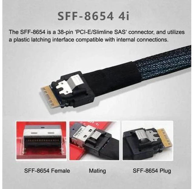 Alt view image 2 of 6 - AJMRTC SF-052 OCuLink SFF-8611 x8 to Dual SFF-8654 Slimline 4i Splitter Adapter, PCIe 4.0 8-Lane Breakout Board for NVMe SSD Server Storage