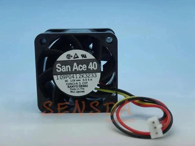 Alt view image 4 of 4 - AJMRTC 4028 Cooling Fan 109P0412K3233 Replacement 40x40x28mm DC 12V 0.55A High Speed Axial Fan for 1U Server Inverter Industrial Equipment Cooling, 100405F