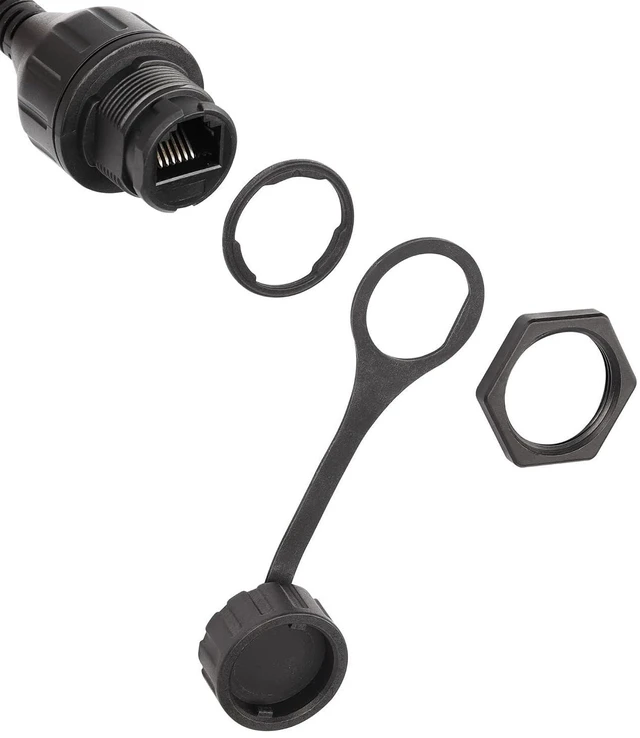 Alt view image 4 of 7 - AJMRTC 1FT RJ11 RJ12 6P6C Male to Female Panel Mount Waterproof Extension Phone Cord, Weatherproof Telephone Cable for Outdoor Wall Mount Phone Connection, Data & Voice Transmission