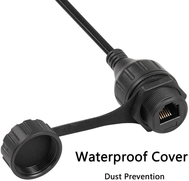Alt view image 2 of 7 - AJMRTC 1FT RJ11 RJ12 6P6C Male to Female Panel Mount Waterproof Extension Phone Cord, Weatherproof Telephone Cable for Outdoor Wall Mount Phone Connection, Data & Voice Transmission