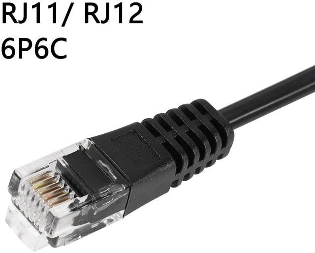 Alt view image 3 of 7 - AJMRTC 1FT RJ11 RJ12 6P6C Male to Female Panel Mount Waterproof Extension Phone Cord, Weatherproof Telephone Cable for Outdoor Wall Mount Phone Connection, Data & Voice Transmission