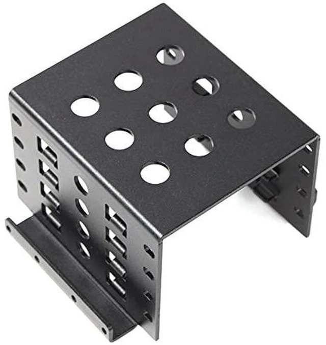 Alt view image 4 of 5 - AJMRTC 4-Bay 2.5" SSD HDD to 3.5" Floppy Drive Bay Mounting Adapter Bracket, Aluminum Alloy Internal Hard Drive Caddy Holder, Black for PC Case Internal Storage Upgrade