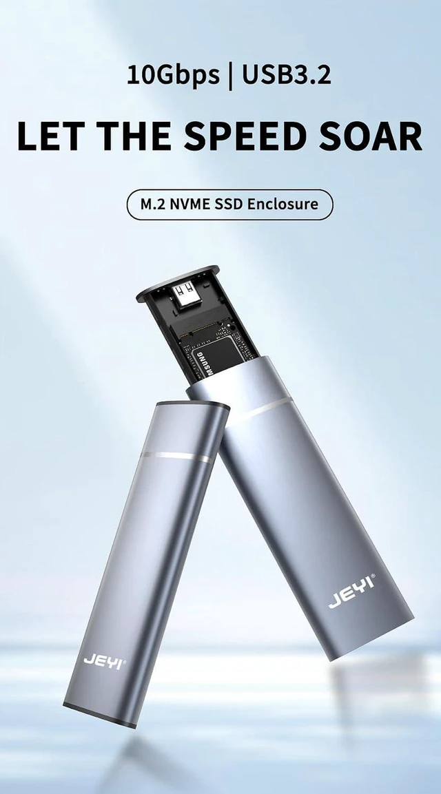Alt view image 5 of 7 - AJMRTC JY-M12 M.2 SSD Enclosure, 10Gbps USB 3.2 Gen2 USB-C External Solid State Drive Case, Compatible with NVMe B Key & B+M Key M.2 SSD, Portable Storage Adapter