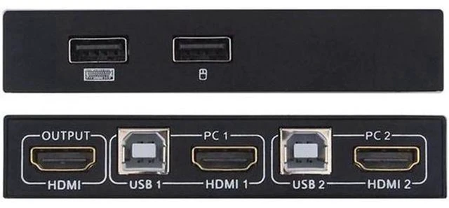 Alt view image 6 of 7 - AJMRTC 2 Port HDMI KVM Switch, 4K@30Hz 2 In 1 Out KVM Switcher, Share One Set Keyboard Mouse USB Peripherals for 2 Computers, Monitor Display Switch Box