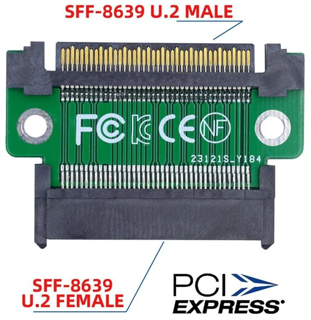 Alt view image 7 of 7 - AJMRTC U.2 SFF-8639 NVMe PCIe 4.0 SSD Extension Adapter, 68Pin Male to Female PCI Express PCBA Board, Direct Pass-Through for Server Workstation U.2 SSD Routing