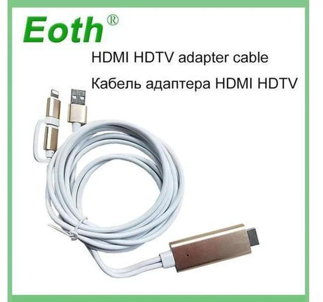 Alt view image 4 of 6 - AJMRTC 2PCS 2-in-1 Lightning & Micro USB to HDMI Digital AV Adapter, HDTV Mirroring Dongle, 1080P Video Audio Sync Output for iOS Android Smartphones Tablet to TV Monitor Projector