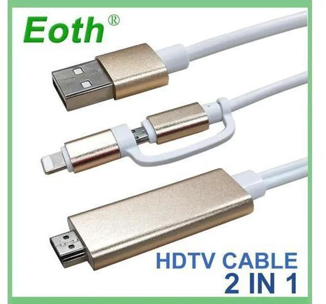 Alt view image 2 of 6 - AJMRTC 2PCS 2-in-1 Lightning & Micro USB to HDMI Digital AV Adapter, HDTV Mirroring Dongle, 1080P Video Audio Sync Output for iOS Android Smartphones Tablet to TV Monitor Projector
