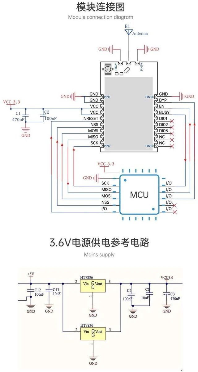 Alt view image 4 of 7 - AJMRTC 1W SX1262PA+LNA LoRa Module, 868MHz High Sensitivity Long Range Wireless Transceiver Module, SPI Interface Industrial RF Communication Module (Module Only)