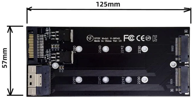 Alt view image 2 of 7 - AJMRTC Dual M.2 NVMe AHCI to SFF-8654 SlimSAS 8X Adapter, PCIe 4.0 / PCIe 3.0 Hyper Expansion Card, Supports Intel VROC RAID0, Dual NVMe SSD Bifurcation Riser for Server Workstation