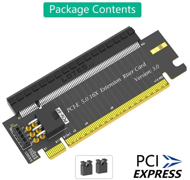 Alt view image 3 of 7 - AJMRTC PCIe 5.0 x16 to x16 180 Degree Height Extension Adapter Card, 64GB/s High-Speed GPU Riser with ATX 6Pin Power Connector, Full x16 Lane for Graphics Card Vertical Mount