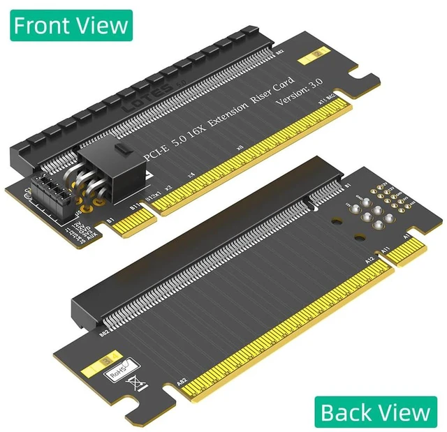 Alt view image 4 of 7 - AJMRTC PCIe 5.0 x16 to x16 180 Degree Height Extension Adapter Card, 64GB/s High-Speed GPU Riser with ATX 6Pin Power Connector, Full x16 Lane for Graphics Card Vertical Mount