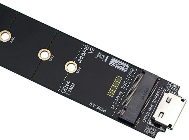 Main image of AJMRTC M4B OCuLink SFF-8612 Female to M.2 M-Key NVMe SSD Adapter Card, PCIe 4.0 x4 High-Speed Converter, Compatible with 2230 2242 2260 2280 M.2 NVMe SSD for Server Workstation