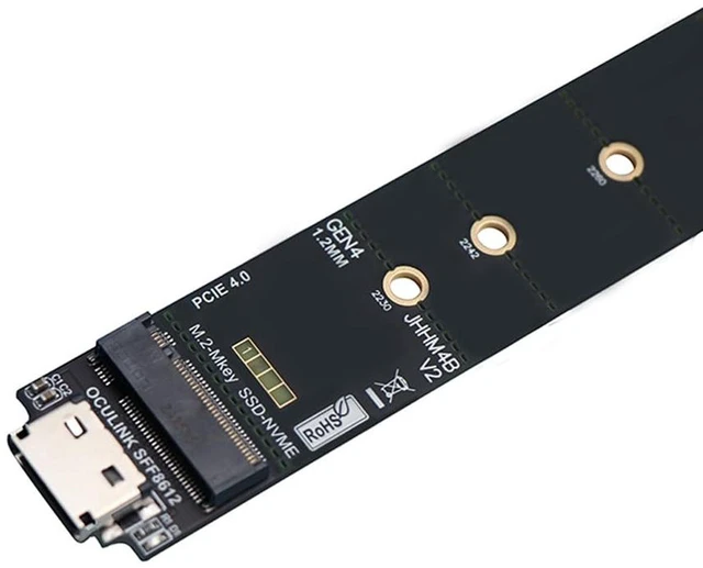 Alt view image 6 of 7 - AJMRTC M4B OCuLink SFF-8612 Female to M.2 M-Key NVMe SSD Adapter Card, PCIe 4.0 x4 High-Speed Converter, Compatible with 2230 2242 2260 2280 M.2 NVMe SSD for Server Workstation