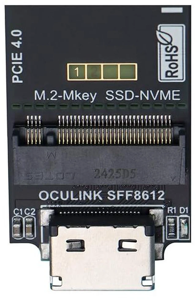 Alt view image 3 of 7 - AJMRTC M4B OCuLink SFF-8612 Female to M.2 M-Key NVMe SSD Adapter Card, PCIe 4.0 x4 High-Speed Converter, Compatible with 2230 2242 2260 2280 M.2 NVMe SSD for Server Workstation