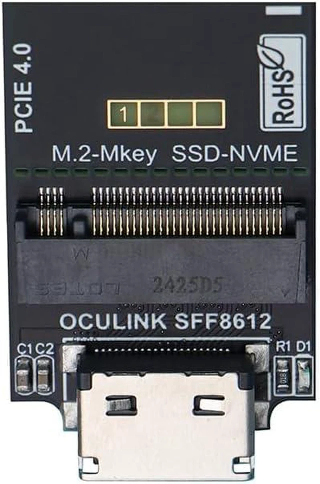 Alt view image 7 of 7 - AJMRTC M4B OCuLink SFF-8612 Female to M.2 M-Key NVMe SSD Adapter Card, PCIe 4.0 x4 High-Speed Converter, Compatible with 2230 2242 2260 2280 M.2 NVMe SSD for Server Workstation