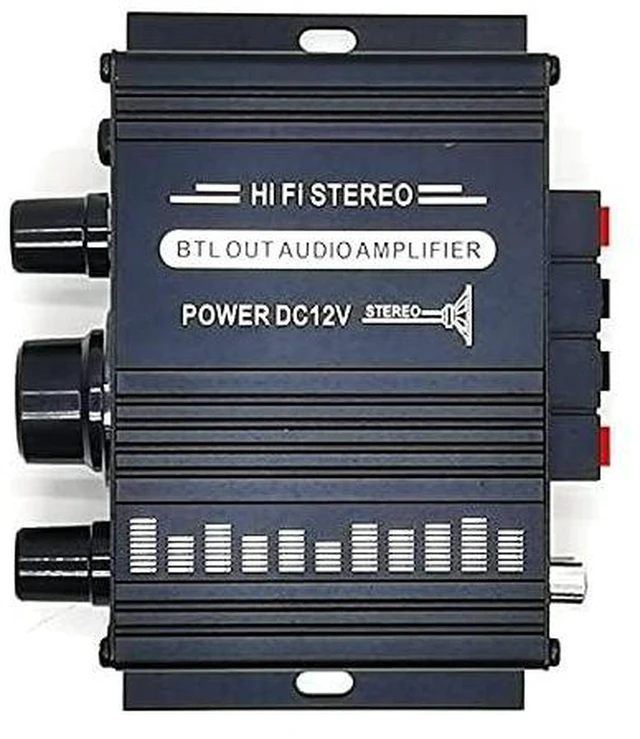 Alt view image 4 of 6 - AJMRTC 12V DC 400W Aluminum HiFi Stereo Power Amplifier, Mini Car Audio Stereo Amplifier, Dual Channel Amp for Vehicle Speaker, Home DIY Sound System