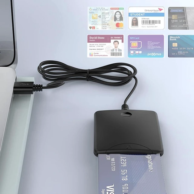 Alt view image 4 of 7 - AJMRTC CR334 USB2.0 Smart Card Reader, ISO7816 Contact Chip Card Reader, Supports IC ID SIM ATM Bank Card, EMV Chip Card, Compatible with Windows 7/8/10 and Linux