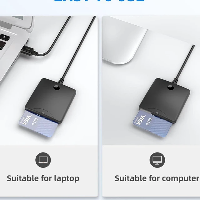 Alt view image 6 of 7 - AJMRTC CR334 USB2.0 Smart Card Reader, ISO7816 Contact Chip Card Reader, Supports IC ID SIM ATM Bank Card, EMV Chip Card, Compatible with Windows 7/8/10 and Linux