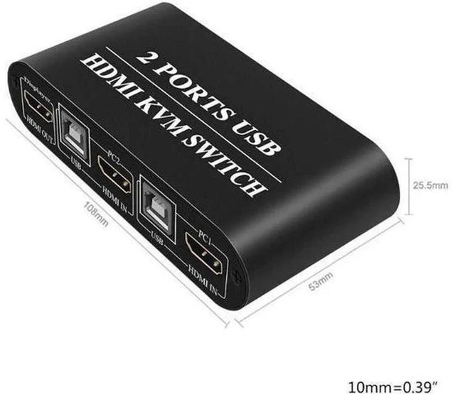 Main image of AJMRTC 2 Port 4K HDMI-compatible KVM Switch, USB Manual Switcher Box, Share Monitor Keyboard Mouse for 2 Computers, HDMI 2.0 4K@60Hz HDCP 2.2 Plug and Play