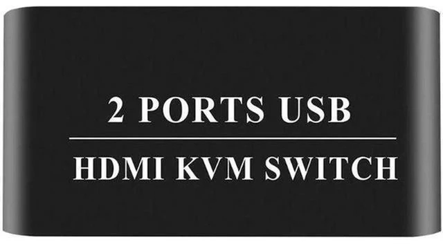 Alt view image 2 of 6 - AJMRTC 2 Port 4K HDMI-compatible KVM Switch, USB Manual Switcher Box, Share Monitor Keyboard Mouse for 2 Computers, HDMI 2.0 4K@60Hz HDCP 2.2 Plug and Play