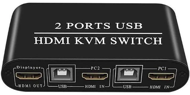 Alt view image 4 of 6 - AJMRTC 2 Port 4K HDMI-compatible KVM Switch, USB Manual Switcher Box, Share Monitor Keyboard Mouse for 2 Computers, HDMI 2.0 4K@60Hz HDCP 2.2 Plug and Play