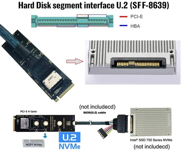 Alt view image 4 of 7 - AJMRTC PCIe 4.0 M.2 M-Key to OCuLink SFF-8612 SFF-8611 Vertical Host Adapter, 2280 NVMe M.2 Adapter for U.2 NVMe SSD and eGPU External Graphics Expansion