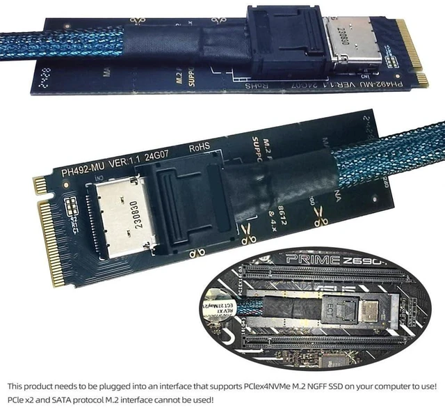 Alt view image 2 of 7 - AJMRTC PCIe 4.0 M.2 M-Key to OCuLink SFF-8612 SFF-8611 Vertical Host Adapter, 2280 NVMe M.2 Adapter for U.2 NVMe SSD and eGPU External Graphics Expansion