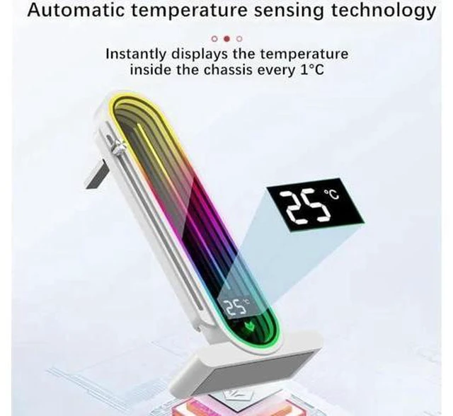 Alt view image 6 of 7 - AJMRTC Height Adjustable ARGB GPU Support Bracket with Real-Time Temperature Display, 5V 3PIN Addressable RGB Video Card Anti-Sag Holder, Magnetic Base Graphics Card Stand for Gaming PC Case