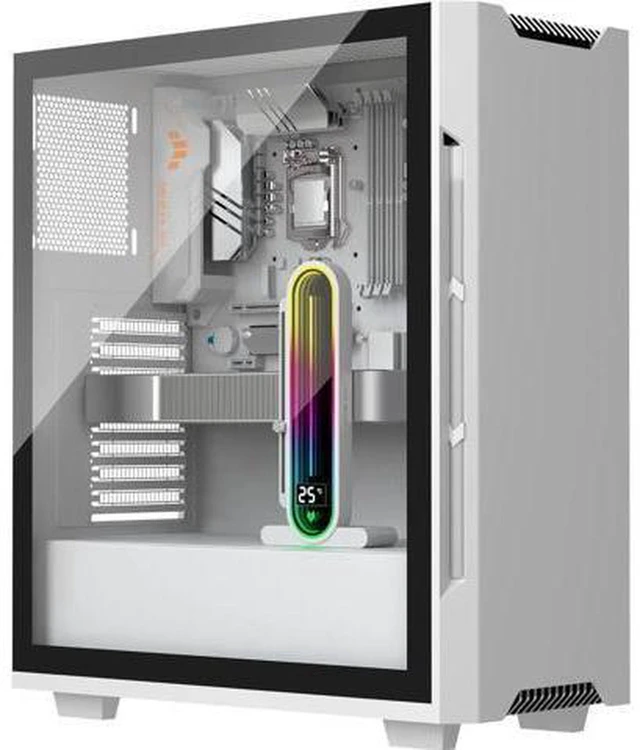 Alt view image 5 of 7 - AJMRTC Height Adjustable ARGB GPU Support Bracket with Digital Temperature Display, 5V 3PIN Addressable RGB Anti-Sag Graphics Card Holder, Magnetic Base Video Card Stand for Gaming PC Case RTX 40/50