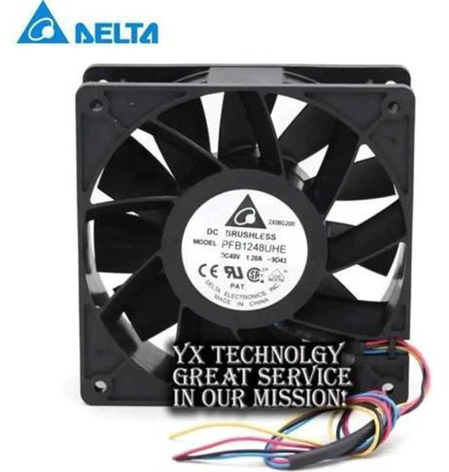 Main image of AJMRTC Delta PFB1248UHE 12038 PWM Cooling Fan, 120×120×38mm DC 48V 1.20A 4-Wire PWM Tachometer High Airflow Ball Bearing Axial Fan for Server Inverter Industrial Chassis